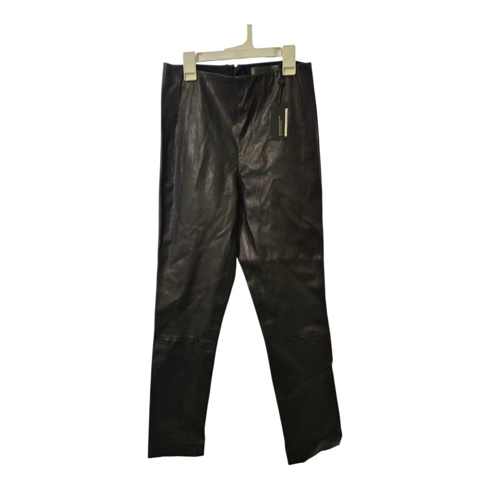 Rag & Bone Simone Lamb Leather Pants Black Size 6 NWT $996 Stretch Waistband Sli